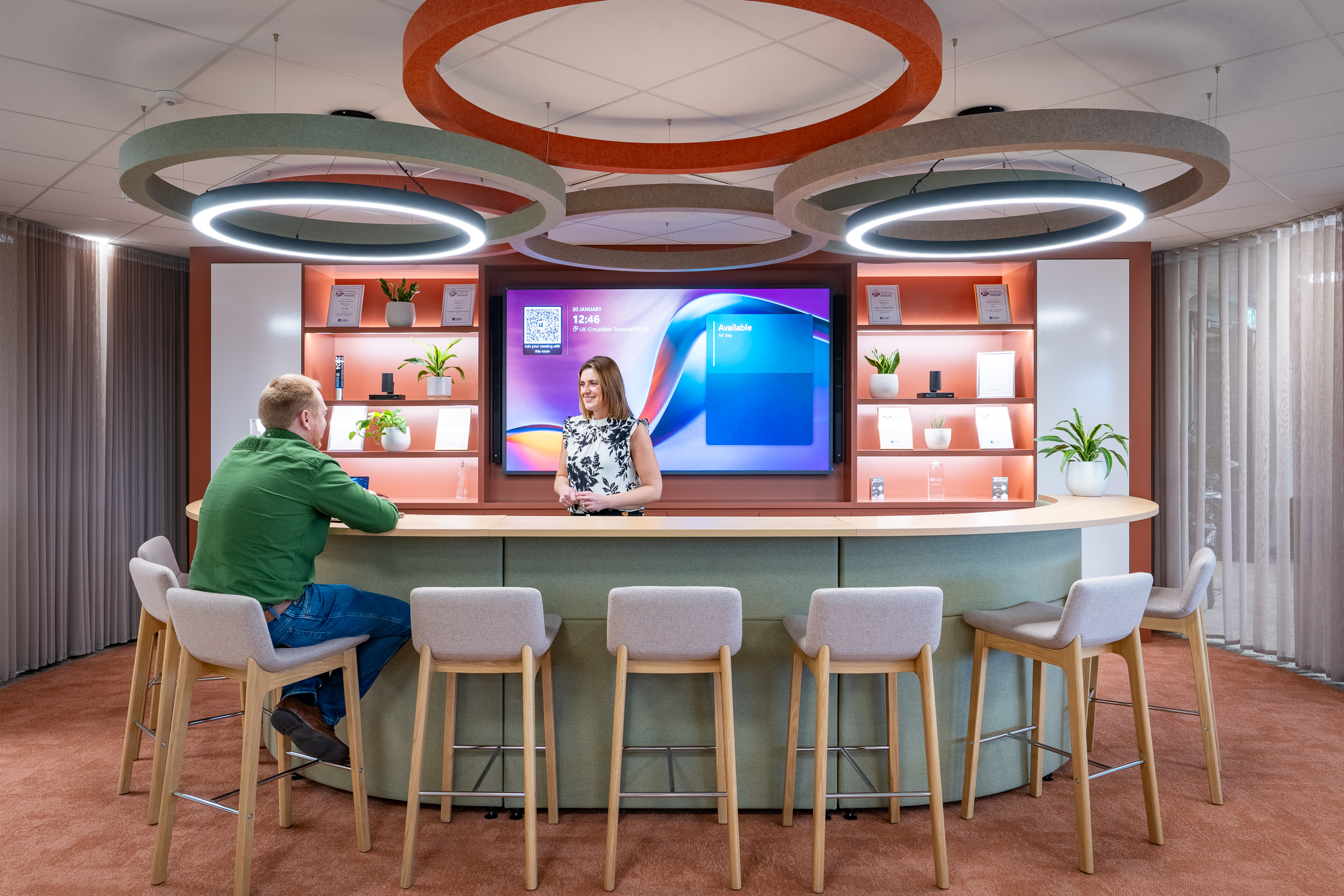 Colourful office games and recreation zone, commercial interior shoot